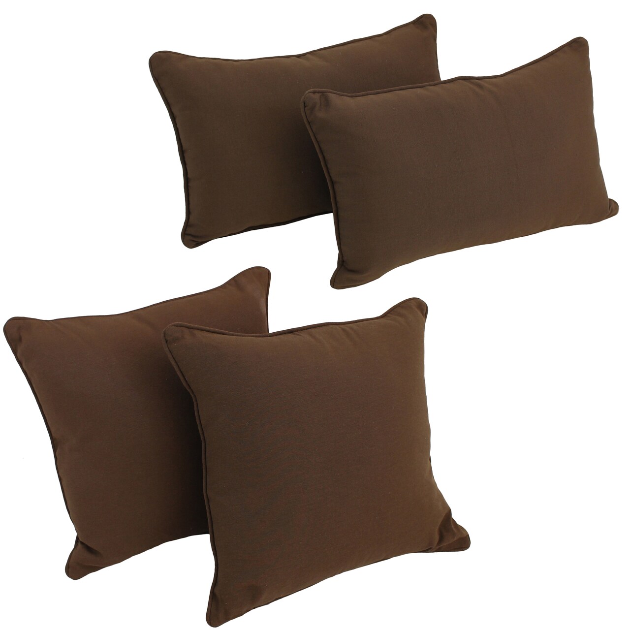 Double-corded Solid Twill Throw Pillows with Inserts (Set of 4) - Chocolate